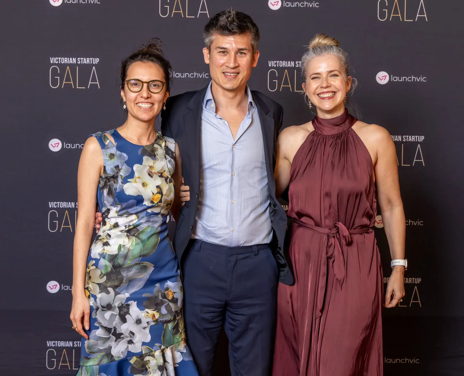 The Flowing Bee team at the Victorian Startup Gala media wall